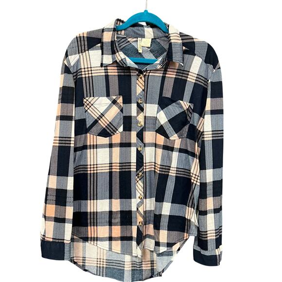 Unbranded Tops - Pink + Navy Women's Butter Soft Flannel Plus Size 1XL